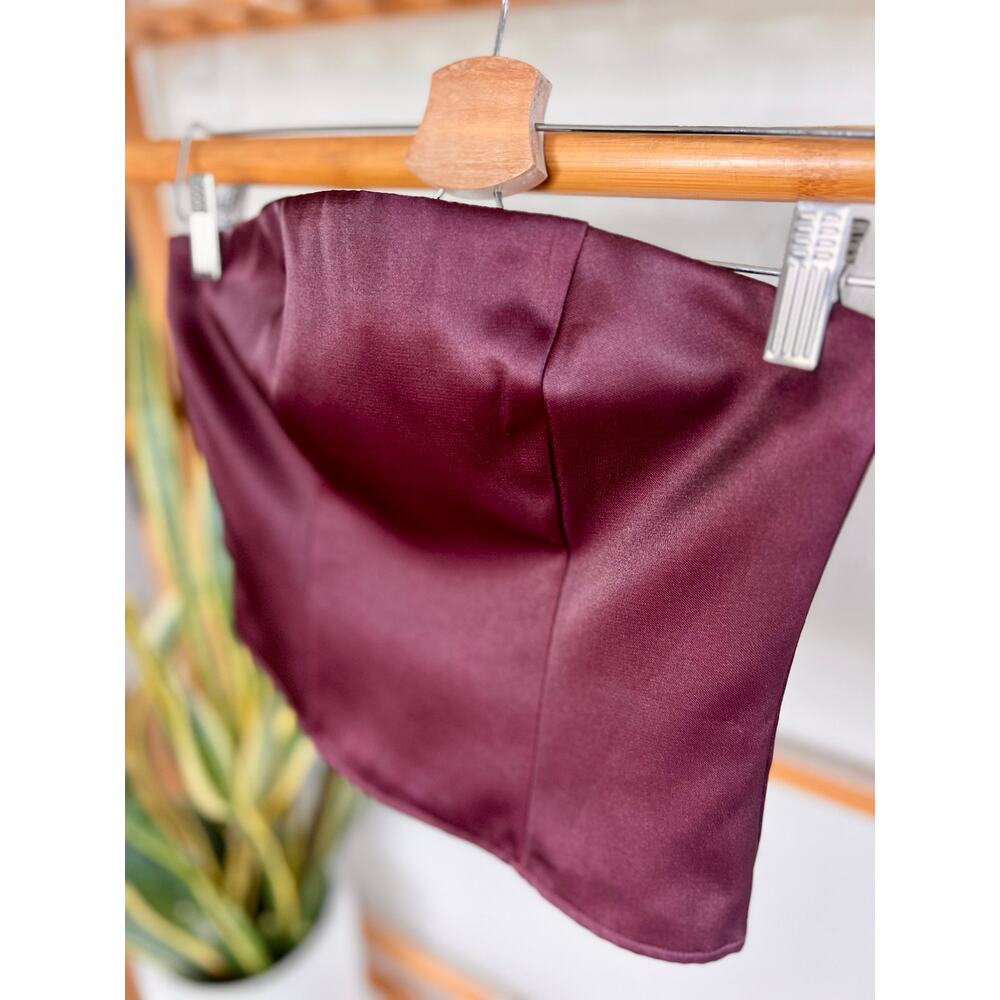 A New Day Slim Fit Party Tube Top Burgundy - Picture 2 of 7
